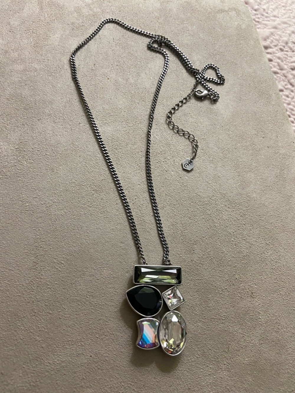 Touchstone Swarovski Crystal Pendant Necklace - Silver Tone Chain
